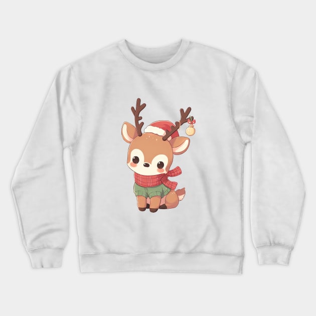 Cute Christmas Deer Crewneck Sweatshirt by Takeda_Art